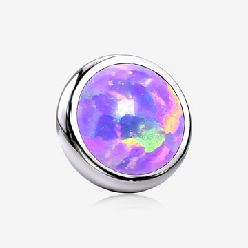 Implant Grade Titanium Internally Threaded Bezel Set Round Fire Opal Part-Purple Opal